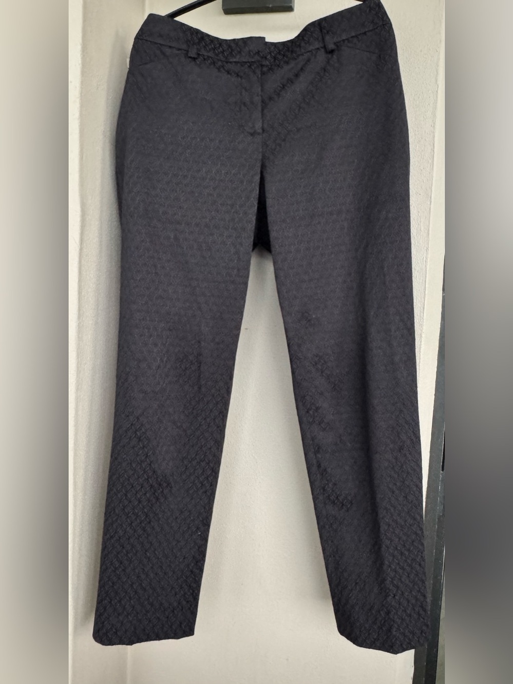 Zac & Rachel Dress Pant Black Geometric Straight Leg Flat Front Cotton Blend 8